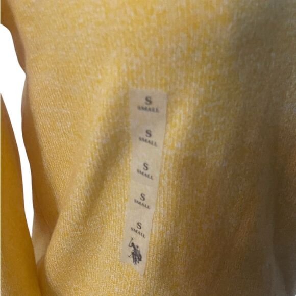 US. POLO ASSN. MARLED CREW NECK SWEATER YELLOW EMBROIDERED LOGO SIZE SMALL NEW - Picture 4 of 16